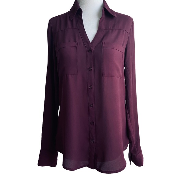 Express Burgundy Blouse - Picture 3 of 6
